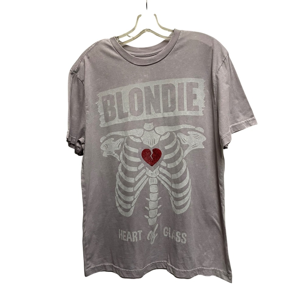 Blondie Heart of Glass Skeleton Rib Cage Graphic Tee Grey Large